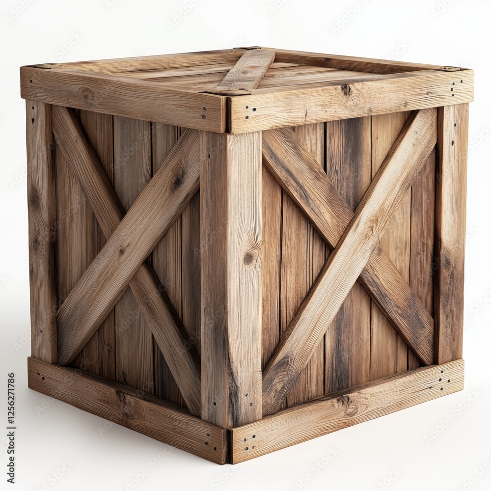 Wooden crate isolated on white background with ample copy space for creative design ideas Wooden crate isolated on white background with ample copy space for creative design ideas
