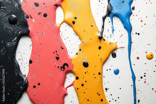 Vivid splashes of paint in vibrant colors create a dynamic and artistic abstract background for creative projects and designs. photo