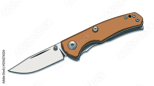 Foldable or folding pocket knife pocketknife flat vector illustration isolated on a white background
