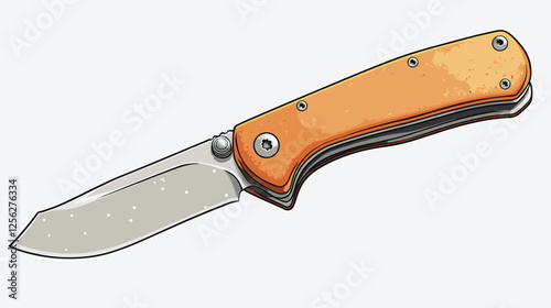 Foldable or folding pocket knife pocketknife flat vector illustration isolated on a white background