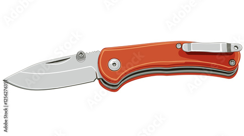 Foldable or folding pocket knife pocketknife flat vector illustration isolated on a white background