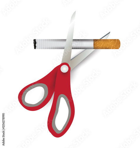 scissors cut a cigarettes. vector illustration.