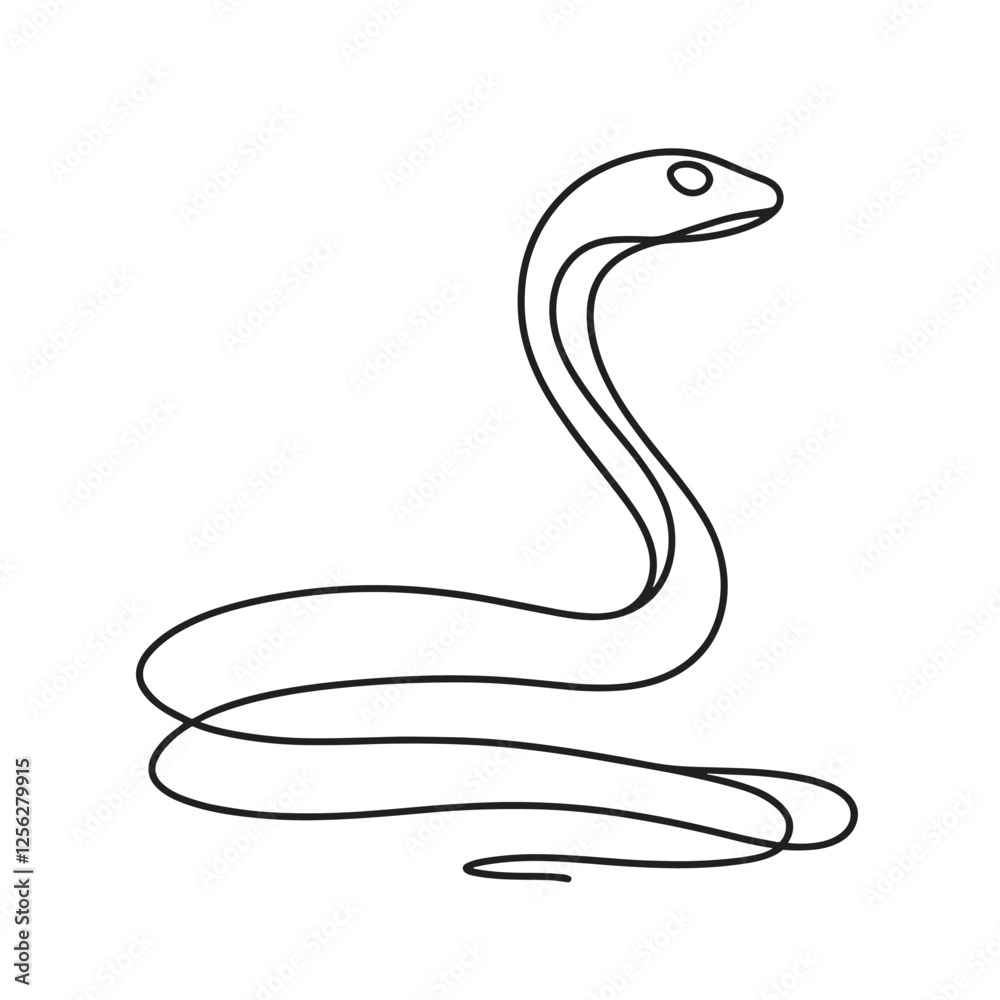 Fototapeta premium Elegant Snake Line Art Illustration Minimalist Black and White Design
