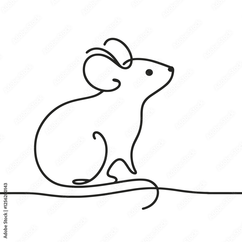 Mouse Line Art Illustration Simple and Elegant Continuous One Line Drawing Mouse Line Art Illustration Simple and Elegant Continuous One Line Drawing
