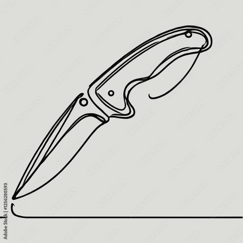 Obraz premium Minimalist One Line Knife Illustration - Sleek Design Concept Art