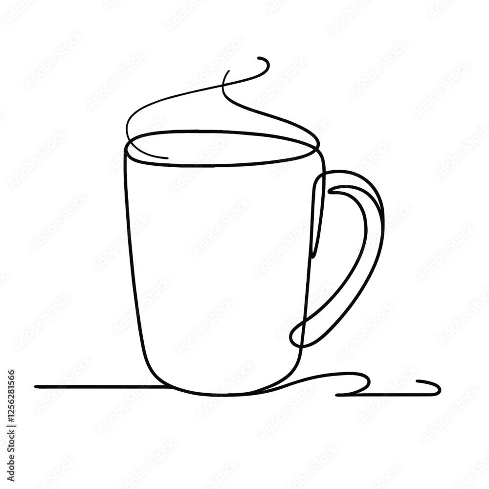 Minimalist One Line Coffee Mug Art - Simple Elegant Design for Modern Decor Minimalist One Line Coffee Mug Art - Simple Elegant Design for Modern Decor