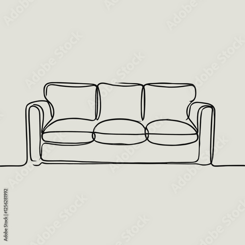 Minimalistic One Line Sofa Illustration in Simple Design