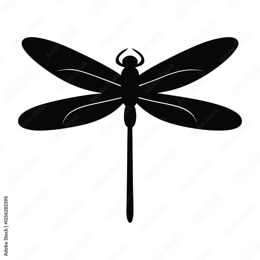 A dragonfly vector silhouette illustration on a white background A dragonfly vector silhouette illustration on a white background