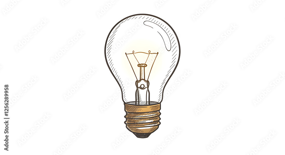 Light Bulb Sketch with Glowing Filament Idea and Innovation Concept. Generative AI