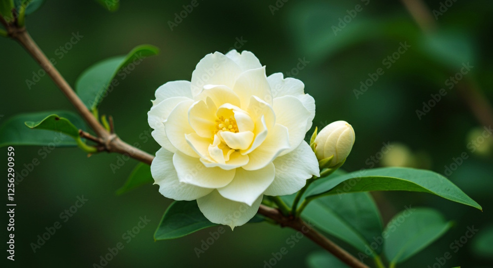 closeup beautiful white Indian jasmine or jasminum sambac flower on plant, in India known as mogra, jui, chameli, malti, mallika, jai in soft blur background closeup beautiful white Indian jasmine or jasminum sambac flower on plant, in India known as mogra, jui, chameli, malti, mallika, jai in soft blur background