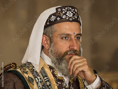 A Serene Jewish Individual in Traditional Attire photo