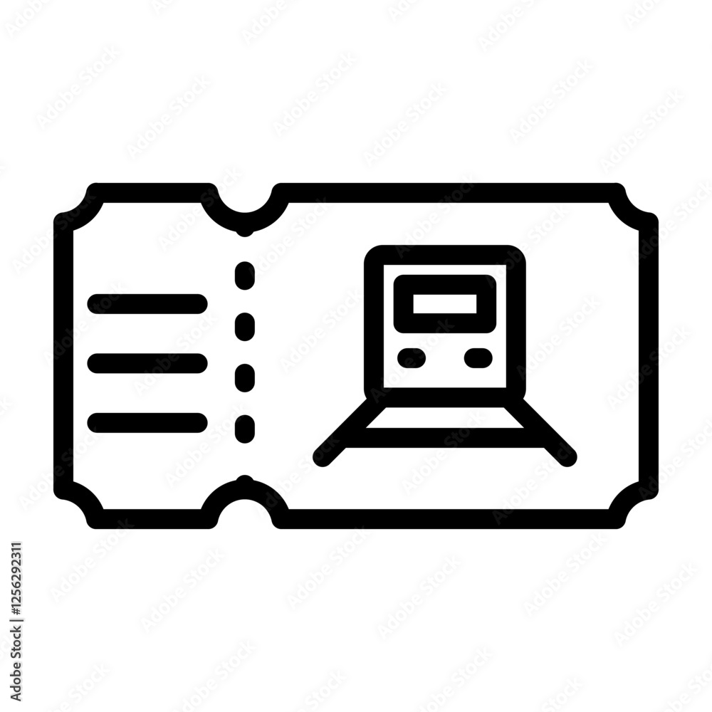 Train Ticket Vector Line Icon Design Train Ticket Vector Line Icon Design