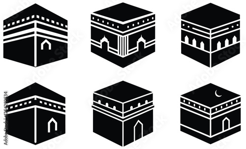 A mosque icon with domes and minarets vector.