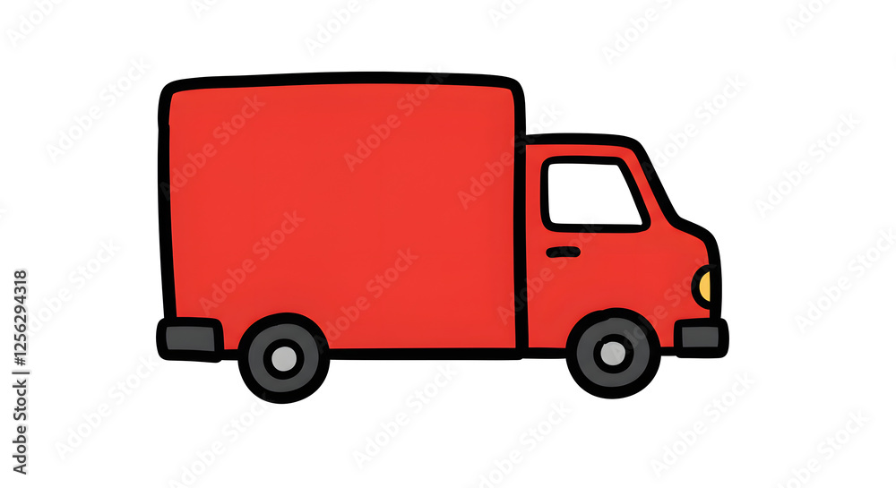 Red Delivery Truck Illustration Cartoon Style for Transportation Themes. Generative AI Red Delivery Truck Illustration Cartoon Style for Transportation Themes. Generative AI
