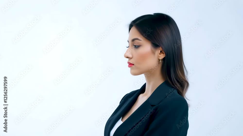 Contemplative woman in business attire indoors Contemplative woman in business attire indoors