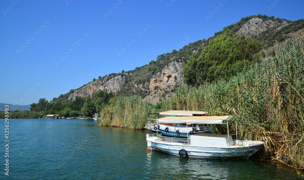 Kaunos King Rock Tombs in Dalyan, Mugla, Turkey. Kaunos King Rock Tombs in Dalyan, Mugla, Turkey.