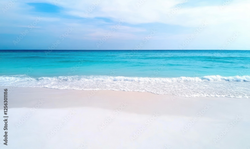 Tranquil Beach with Clear Blue Water and Vibrant Sky Tranquil Beach with Clear Blue Water and Vibrant Sky