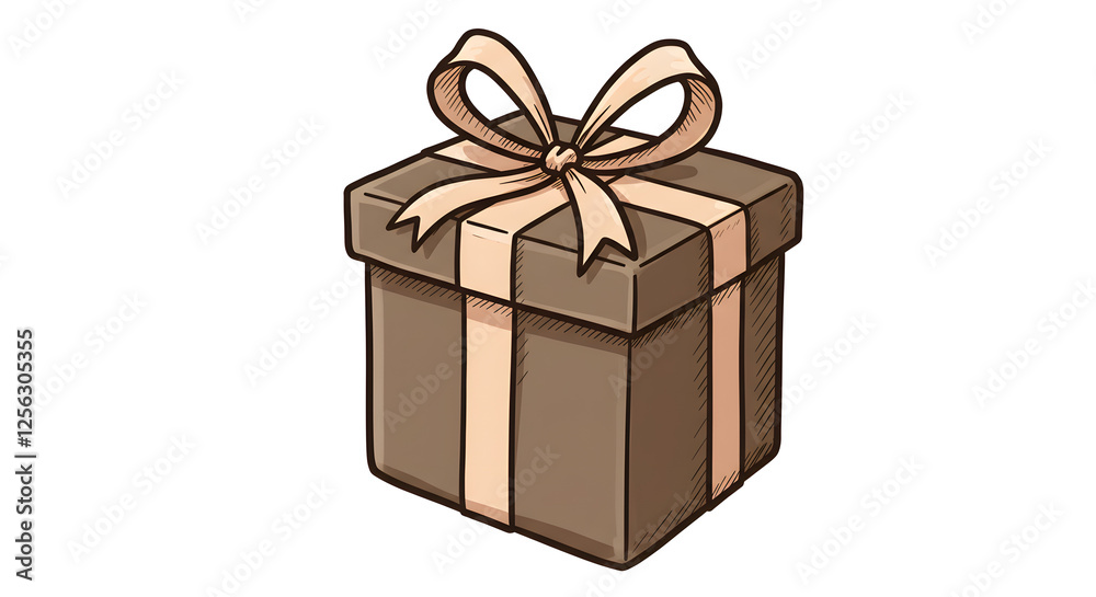 Obraz premium Cartoon Style Gift Box with Ribbon and Bow Isolated on White. Generative AI