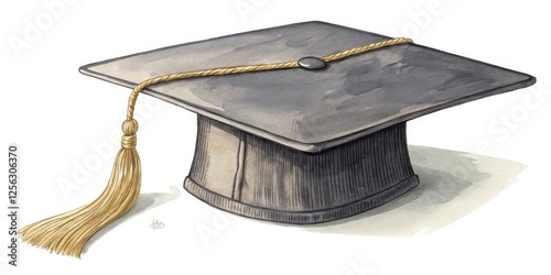 Graduation Cap on White Background