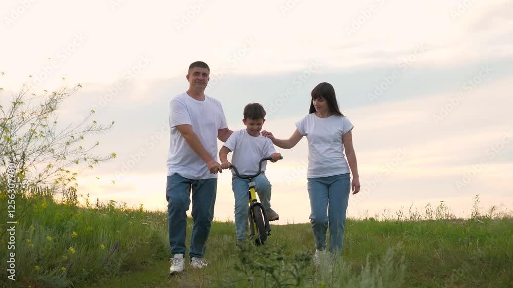 mother father son together outdoors riding bike, happy family, mother father teach son child ride bike, man woman ride son outdoors park, family outdoor vacation, husband wife together with son, group mother father son together outdoors riding bike, happy family, mother father teach son child ride bike, man woman ride son outdoors park, family outdoor vacation, husband wife together with son, group
