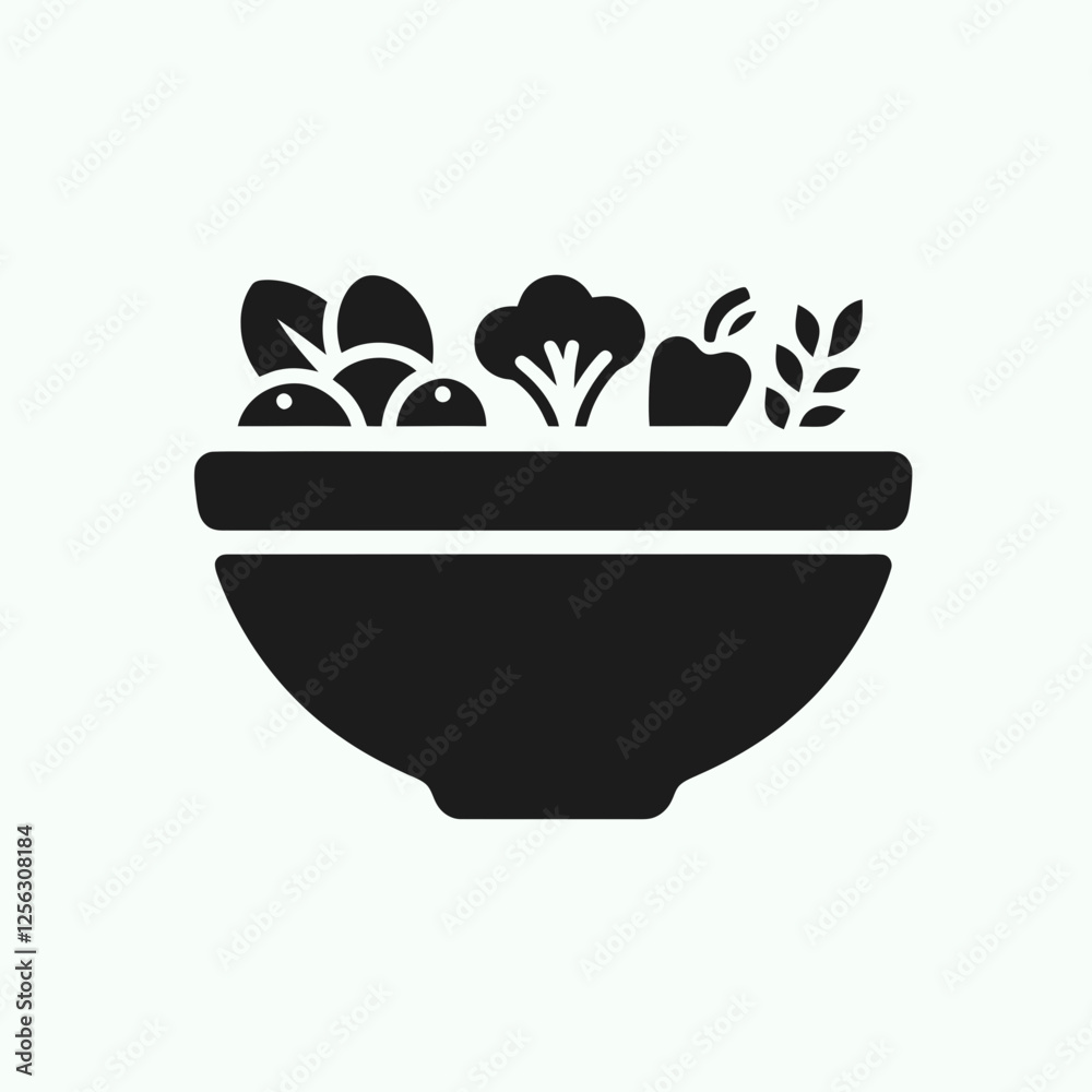 Veggie Bowl Silhouette in black on a white background Veggie Bowl Silhouette in black on a white background