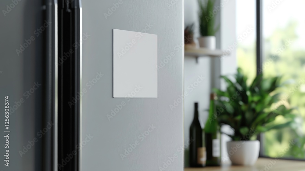 custom made wallpaper toronto digitalWhite square magnet on fridge mockup