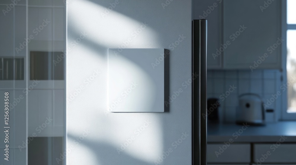 White square magnet on fridge mockup White square magnet on fridge mockup