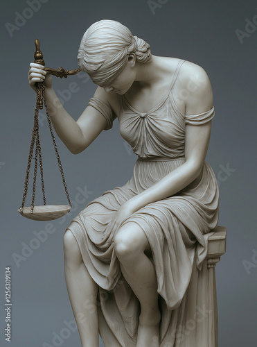 Obraz na płótnie Lady Justice blindfolded with only one scale vertical w salonie