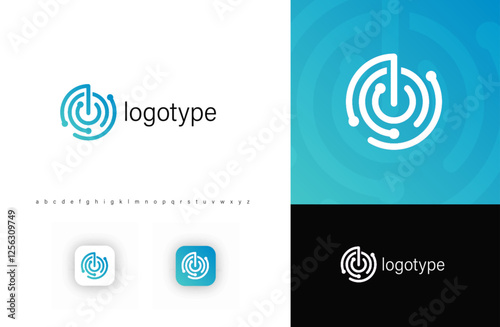 Abstract radar and lock-inspired technology logo symbolizing security, digital protection, and connectivity. Ideal for cybersecurity, IT, fintech, and smart tech branding. Vector illustration