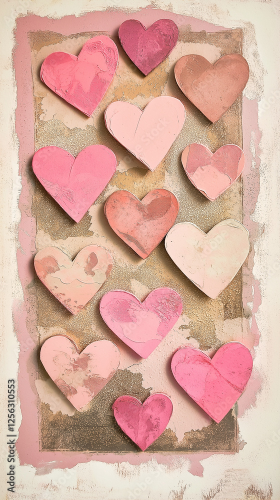 Textured Valentine hearts with room for text