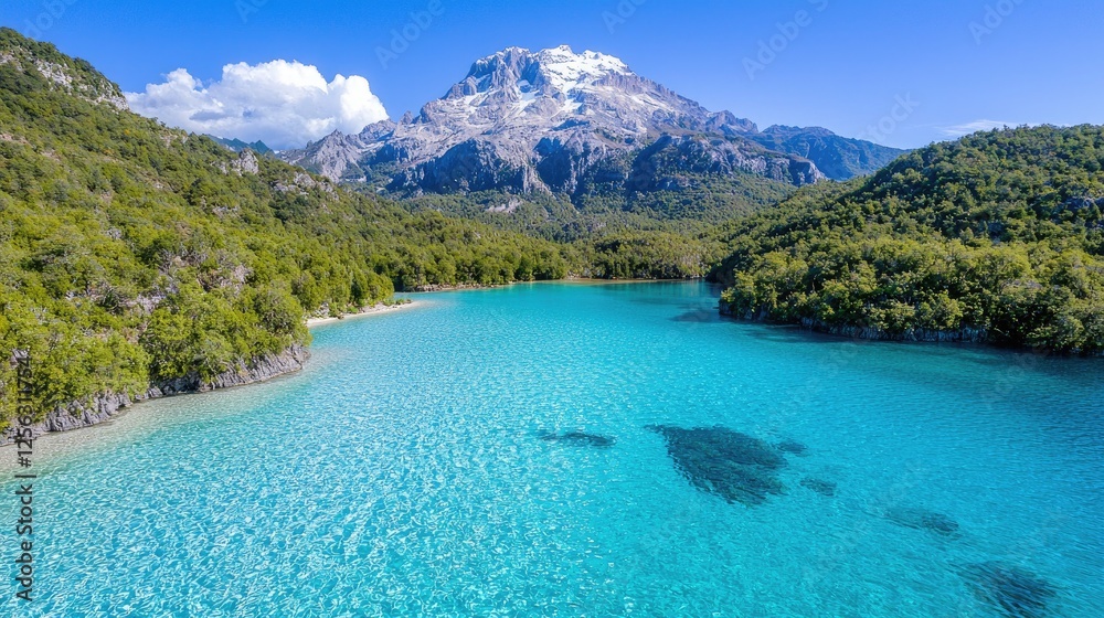 Fototapeta premium Turquoise lake, mountain backdrop, Albanian Alps, summer