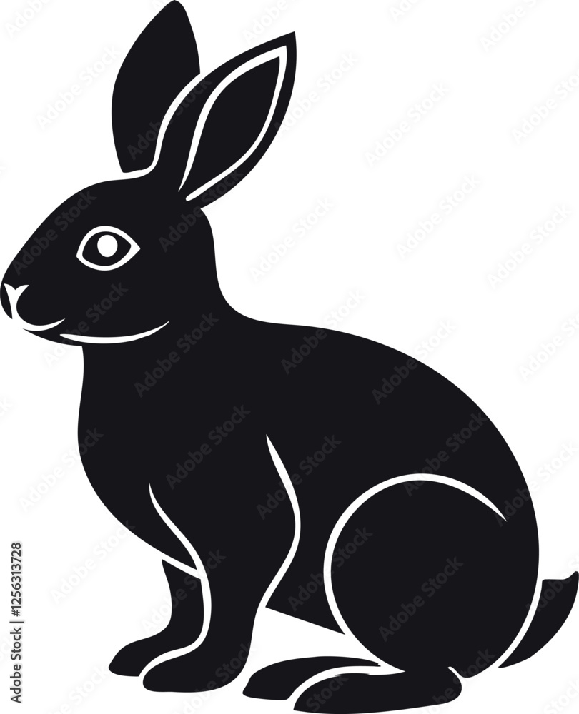 black silhouette of a rabbit, Bunny easter editable vector black silhouette of a rabbit, Bunny easter editable vector