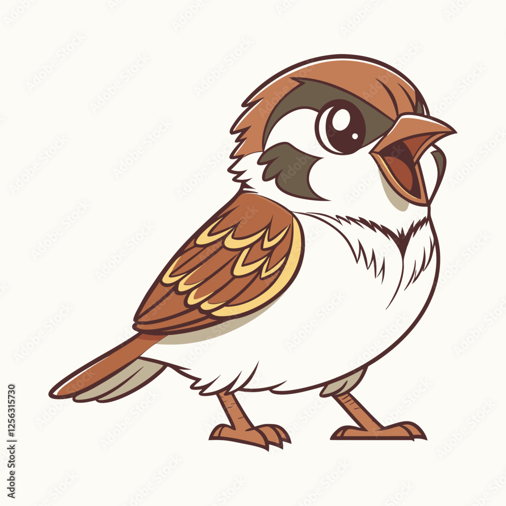 Fototapeta premium vector illustration of an angry Sparrow bird