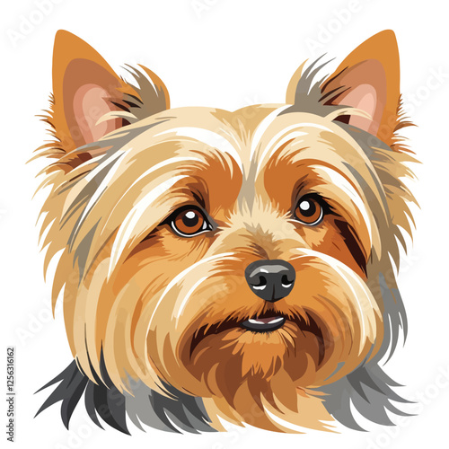 3D Australian silky terrier dog, white background, vector illustration.	
