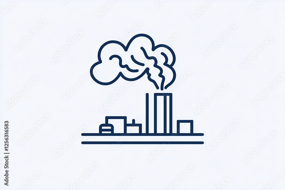 Obraz premium Image of a factory with a smokestack that pollutes the environment, a concept of social problems and environmental disruption.