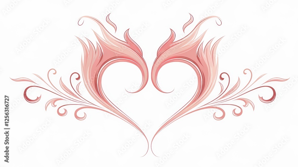 Elegant hand-drawn heart design featuring soft pink tones and intricate floral elements, perfect for romantic themes. Elegant hand-drawn heart design featuring soft pink tones and intricate floral elements, perfect for romantic themes.