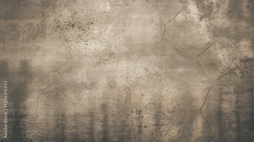 Fototapeta premium A textured, weathered concrete wall featuring cracks and subtle variations in color, creating an industrial and rustic aesthetic.