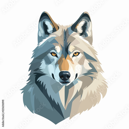 3D Alaskan wolf , white background, vector illustration.	
