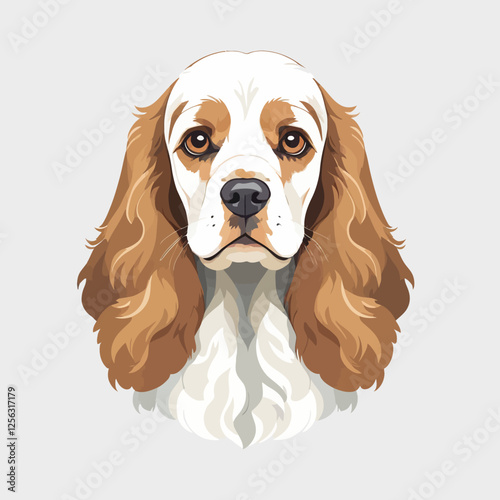 3D Amerikan cocker spaniel dog, white background, vector illustration.