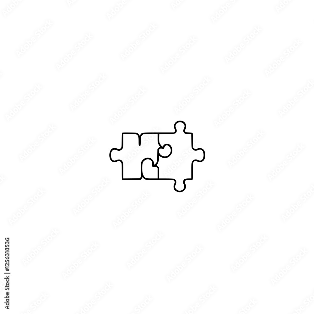 Incomplete Puzzle: Black outlines depicting two interlocking pieces. Incomplete Puzzle: Black outlines depicting two interlocking pieces.