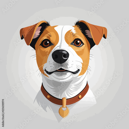 3D Jack Russel dog, white background, vector illustration.	
