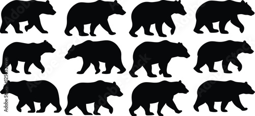 Black Bear Silhouette Vector set colletion photo