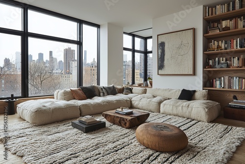 Chic nordic-inspired city apartment new york interior design modern living room urban view contemporary style