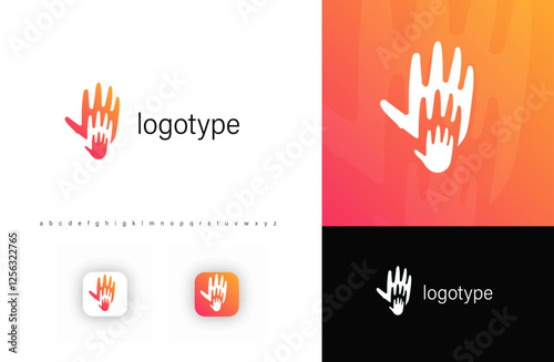 Abstract hand-shaped flame logo symbolizing warmth, care, and support. Represents passion, unity, and humanitarian aid. Ideal for charity, nonprofits, social services. Vector logo concept