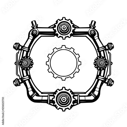 Gear-Shaped Ring Frame: A stylized, steampunk-inspired ring composed of gears and interlocking mechanical elements.