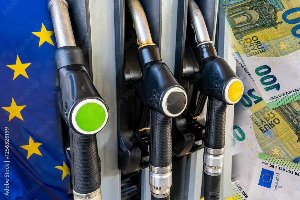 refuel station close up with three refueling dispensers of petrol and diesel on gas station. modern concept of fuel consumprion and price of fuel refuel station close up with three refueling dispensers of petrol and diesel on gas station. modern concept of fuel consumprion and price of fuel