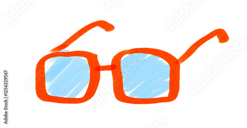 Felt pen hand drawn vector illustration of child drawing of glasses
