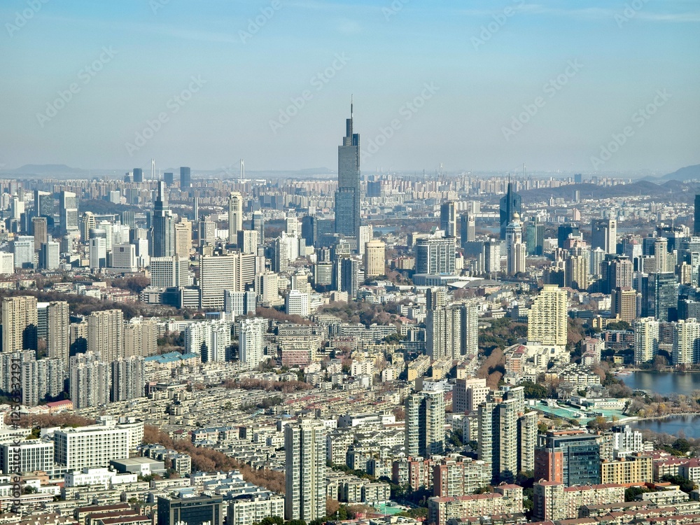Fototapeta premium The cityscape and aerial view of Nanjing city, Jiangsu, China
