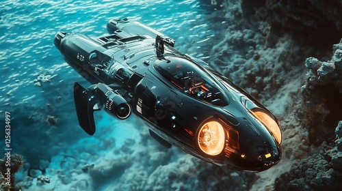 Futuristic Submarine Exploring Ocean Depths