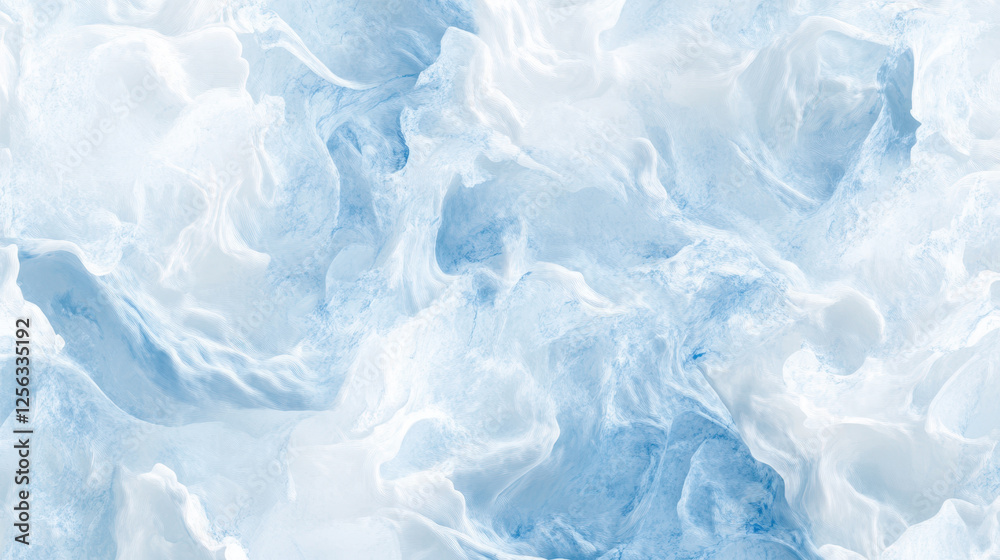 Obraz premium Swirling Patterns of Blue and White Resembling Ice and Clouds in an Abstract Design